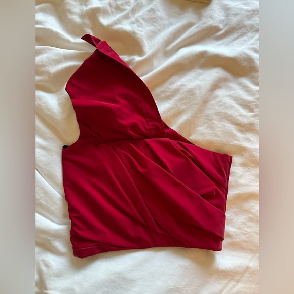 Alexander Wang One-Shoulder Cropped Draped Coated Poplin Top Size 0 NEW - Picture 4 of 5